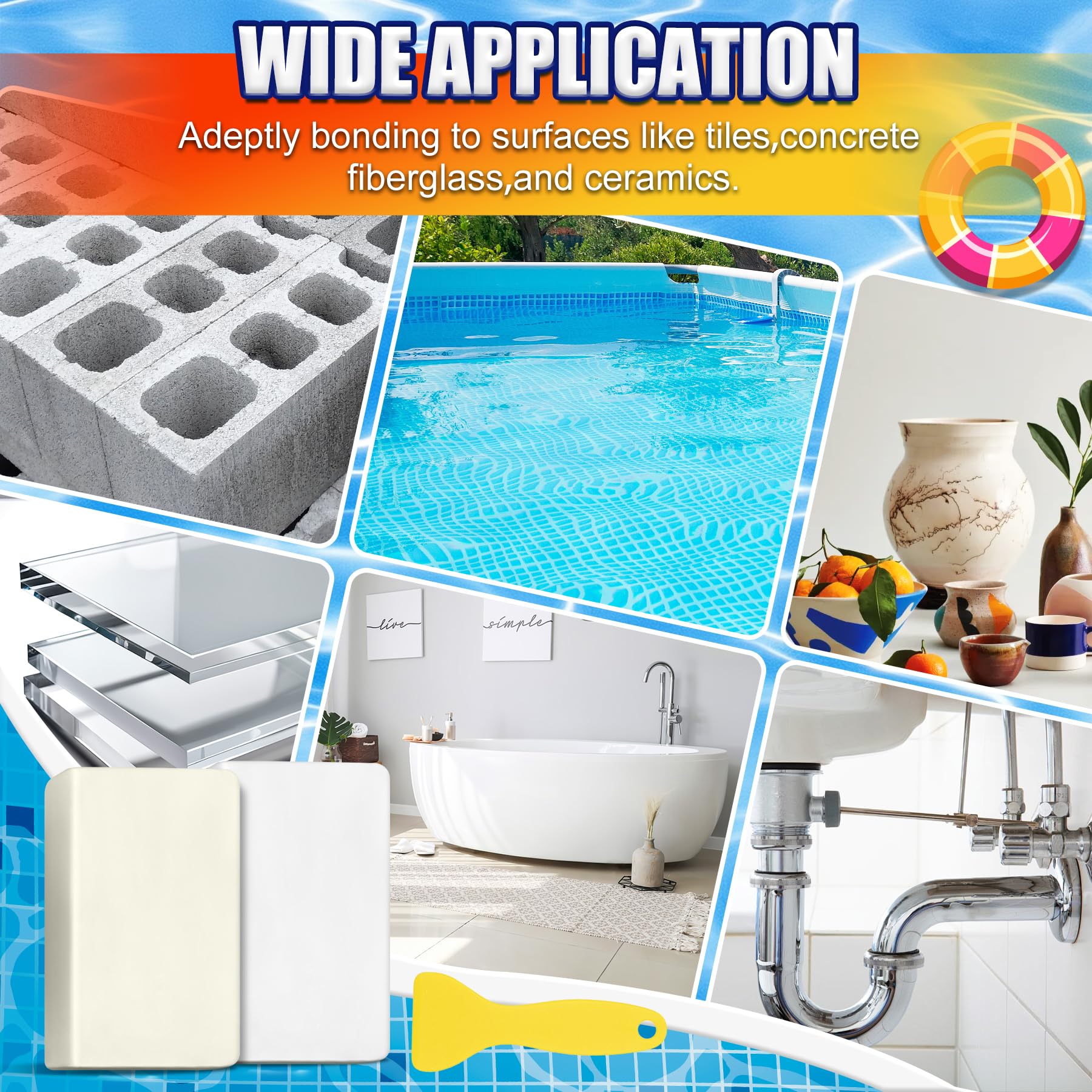 Limino Pool Putty underwater repair scene highlights leak sealing without pool downtime.