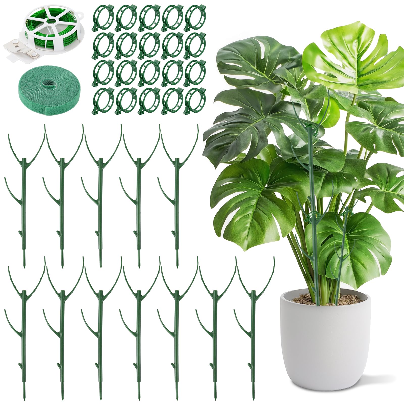 Linastu 12-pack plant stakes set for Monstera assembly supports tall stems