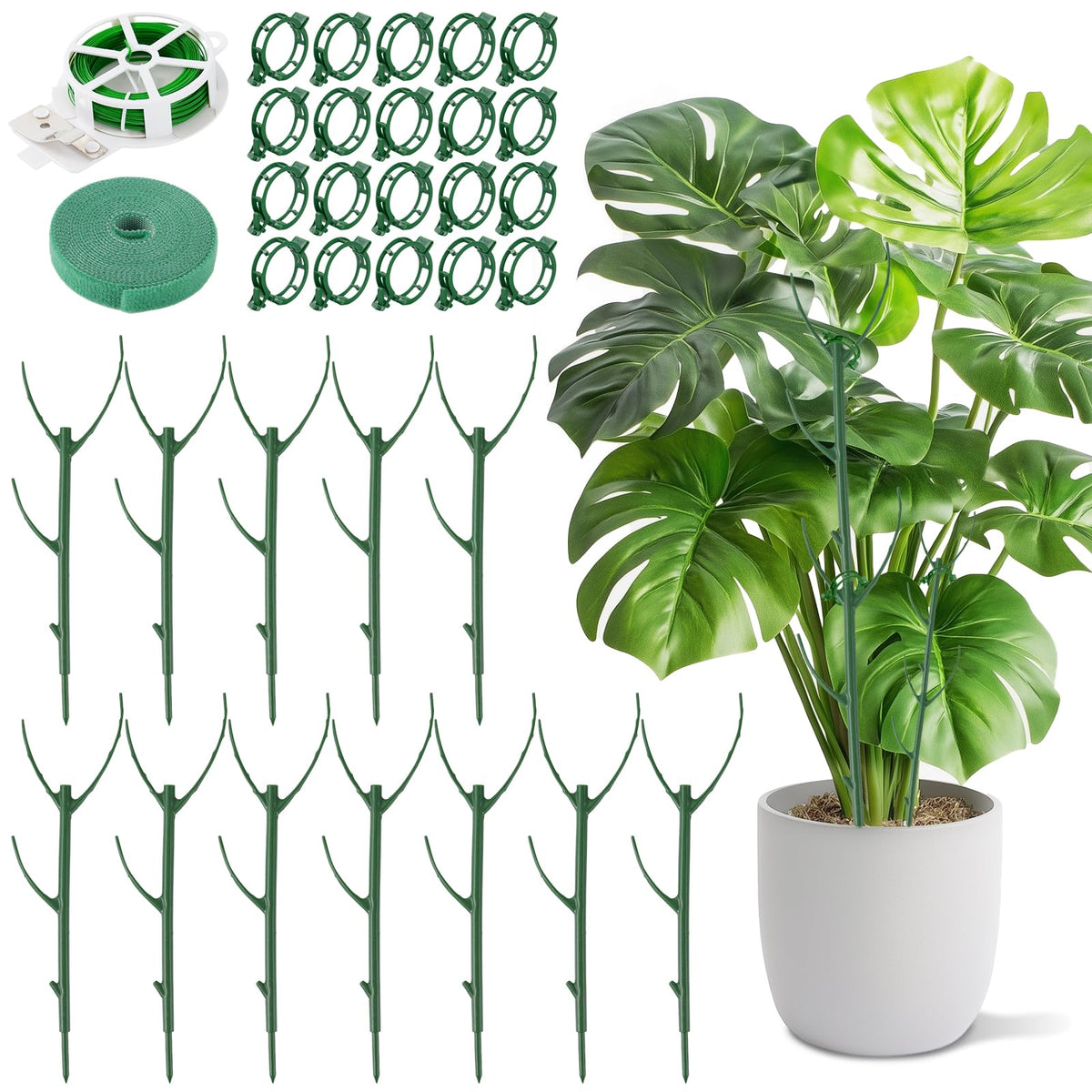 Linastu 12-pack plant stakes set for Monstera assembly supports tall stems