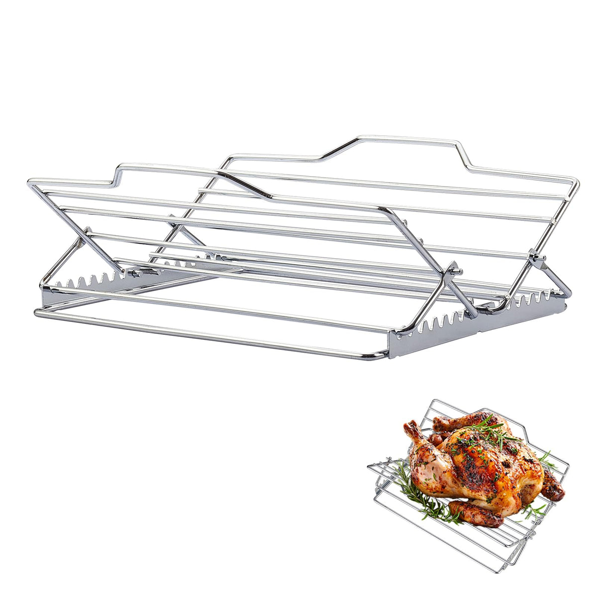 Linatikou adjustable roasting rack fits 9x13 pans for even roasting.