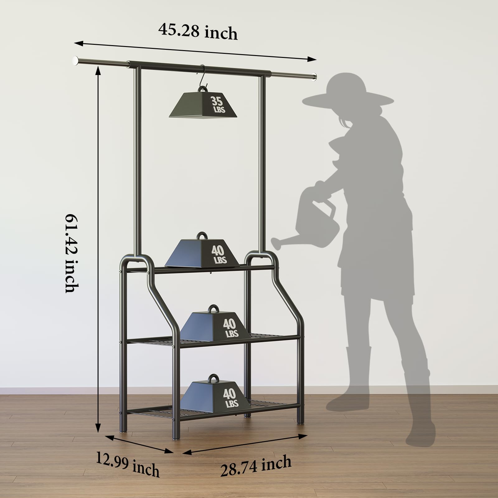 Lincordor 3-tier plant shelf to organize multiple pots efficiently.