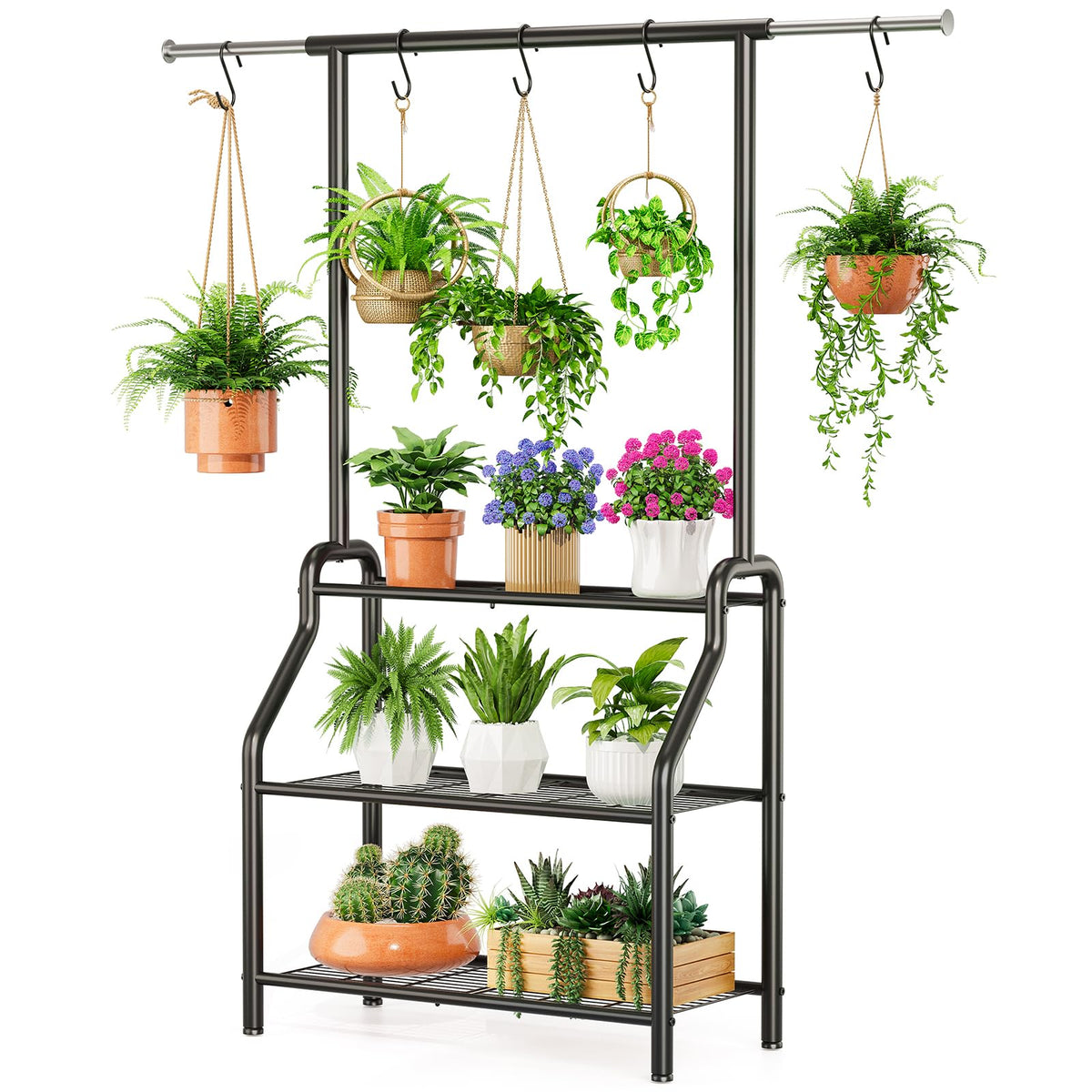 Lincordor tall plant stand for indoor and outdoor display with adjustable height.