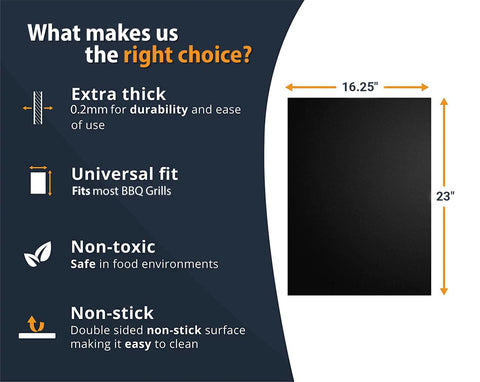 Linda's Essentials grill mats withstand up to 500°F for versatile outdoor grilling.
