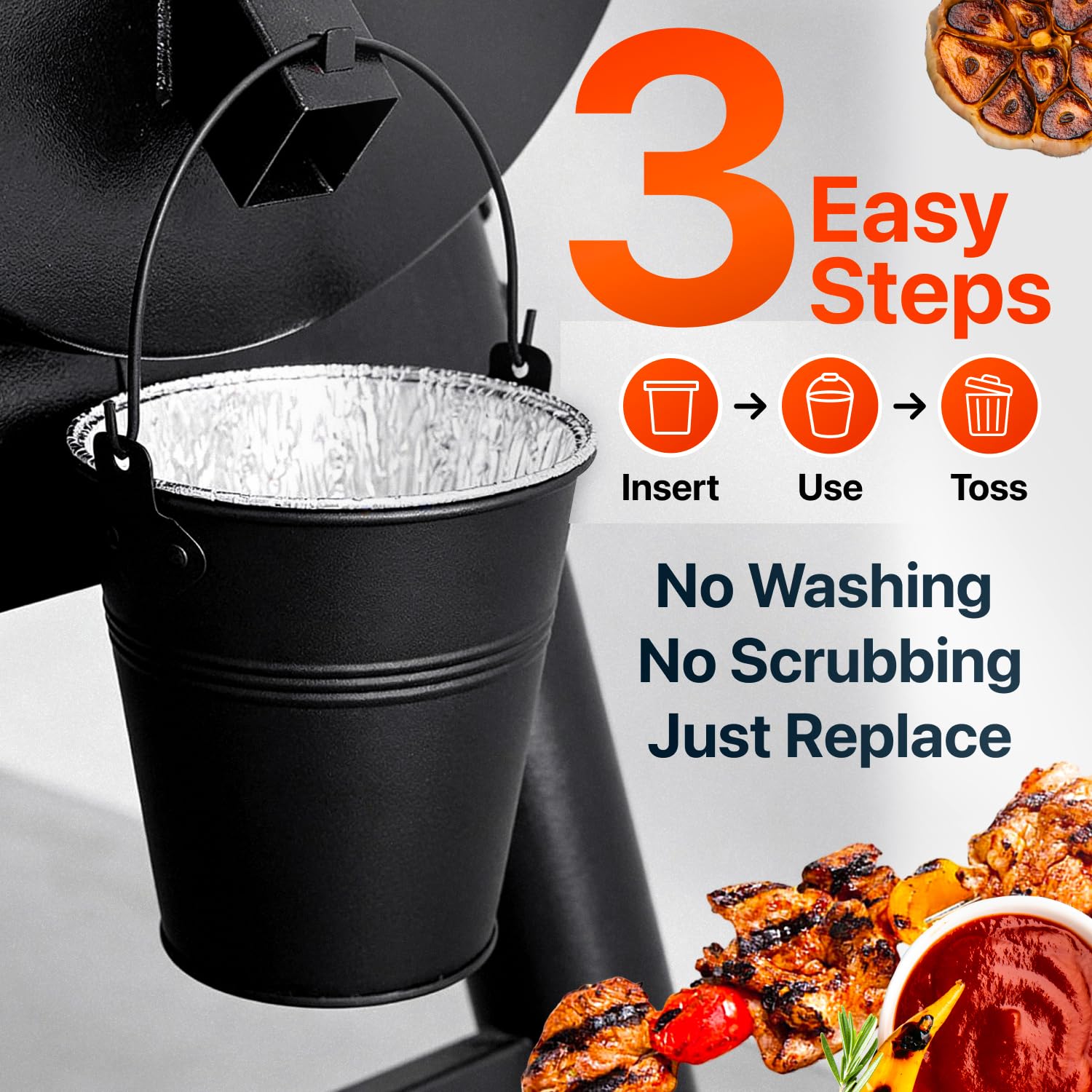Linda's Essentials heavy-duty aluminum liners protecting the bucket from heat and tearing.