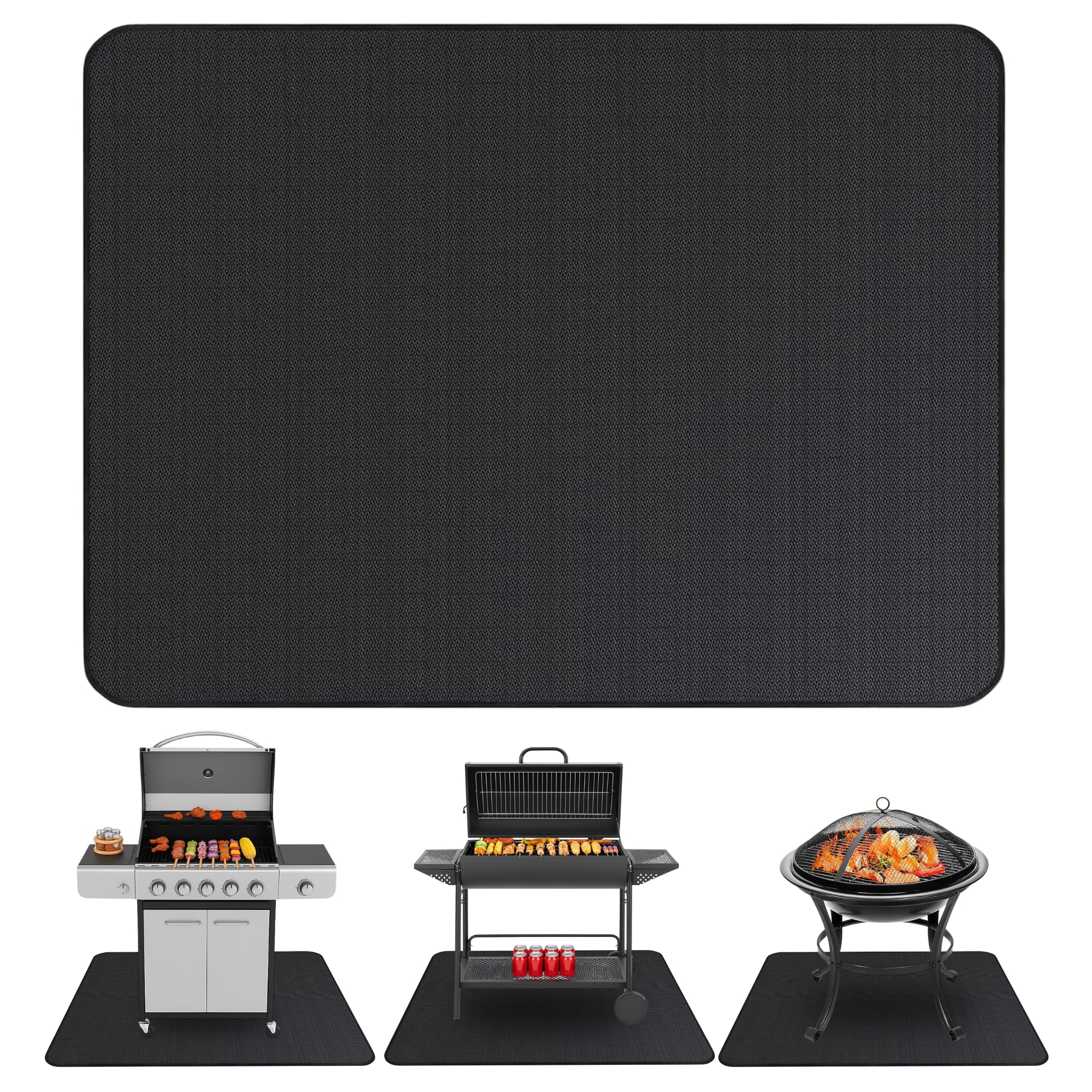 Linda's Essentials under grill mat shields deck from grease while grilling.