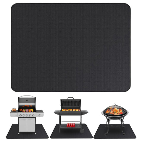 Linda's Essentials under grill mat shields deck from grease while grilling.