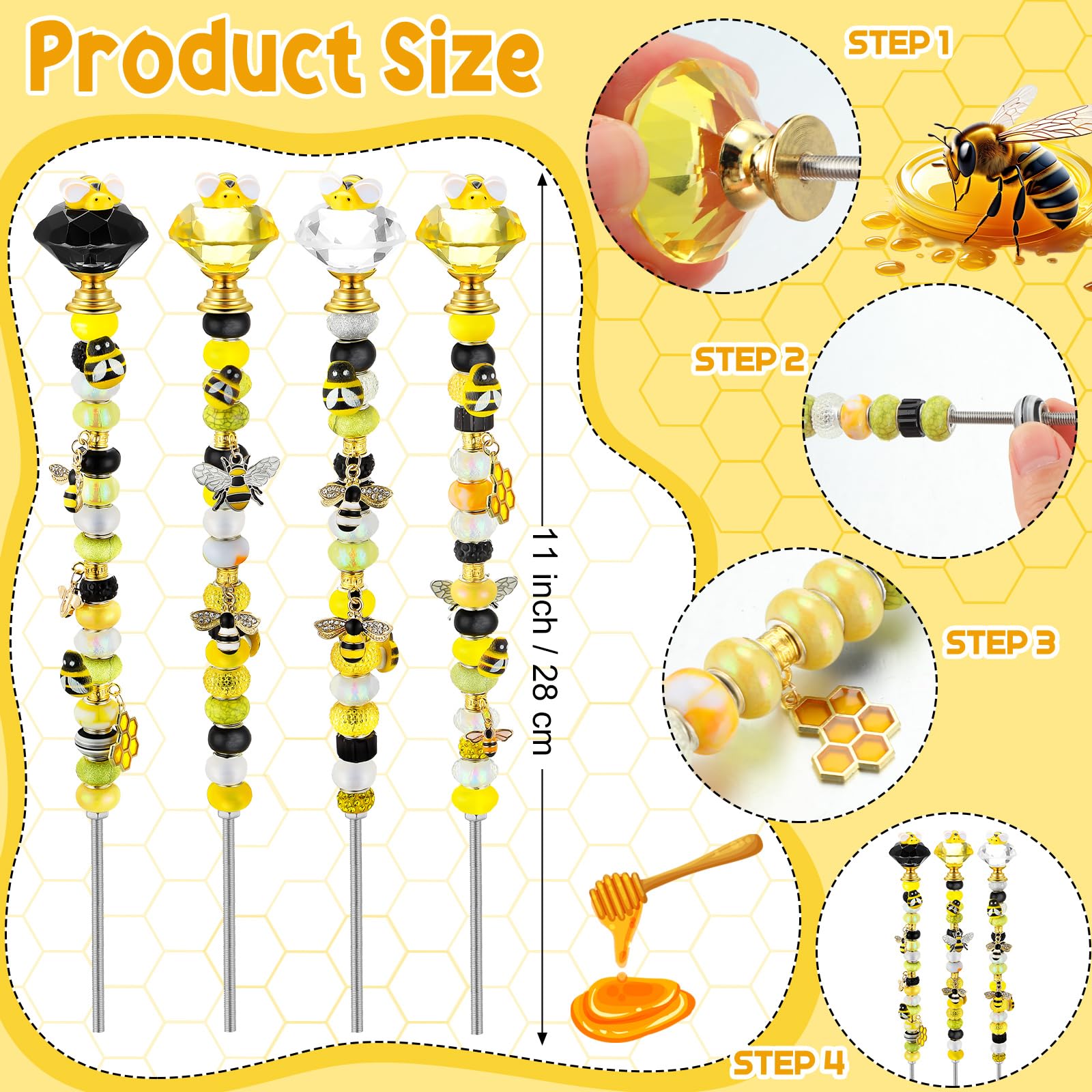 Lineshading bee pendant set adds whimsical charm to plant pots.
