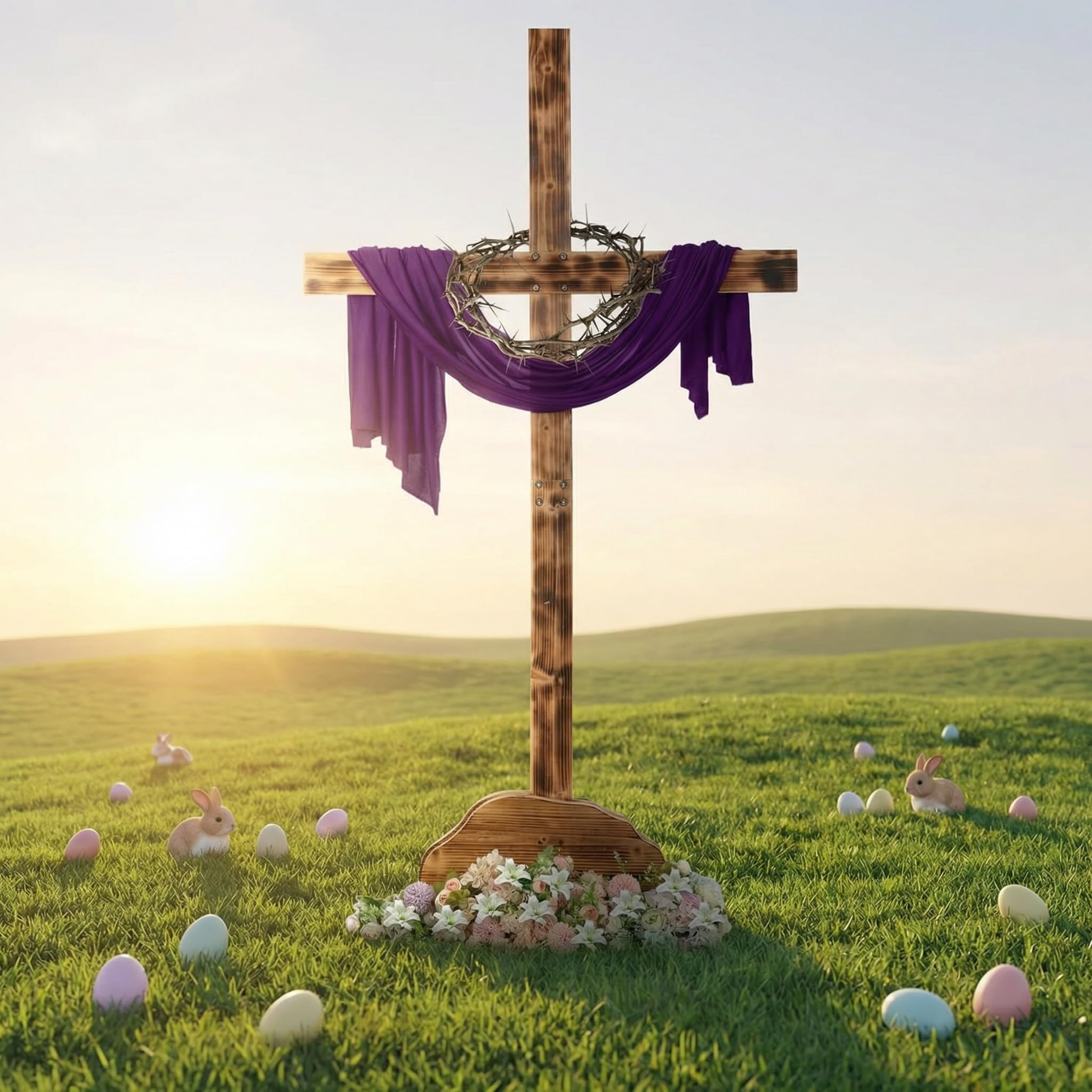Lineshading Easter cross 71 inch assembled for dramatic outdoor display