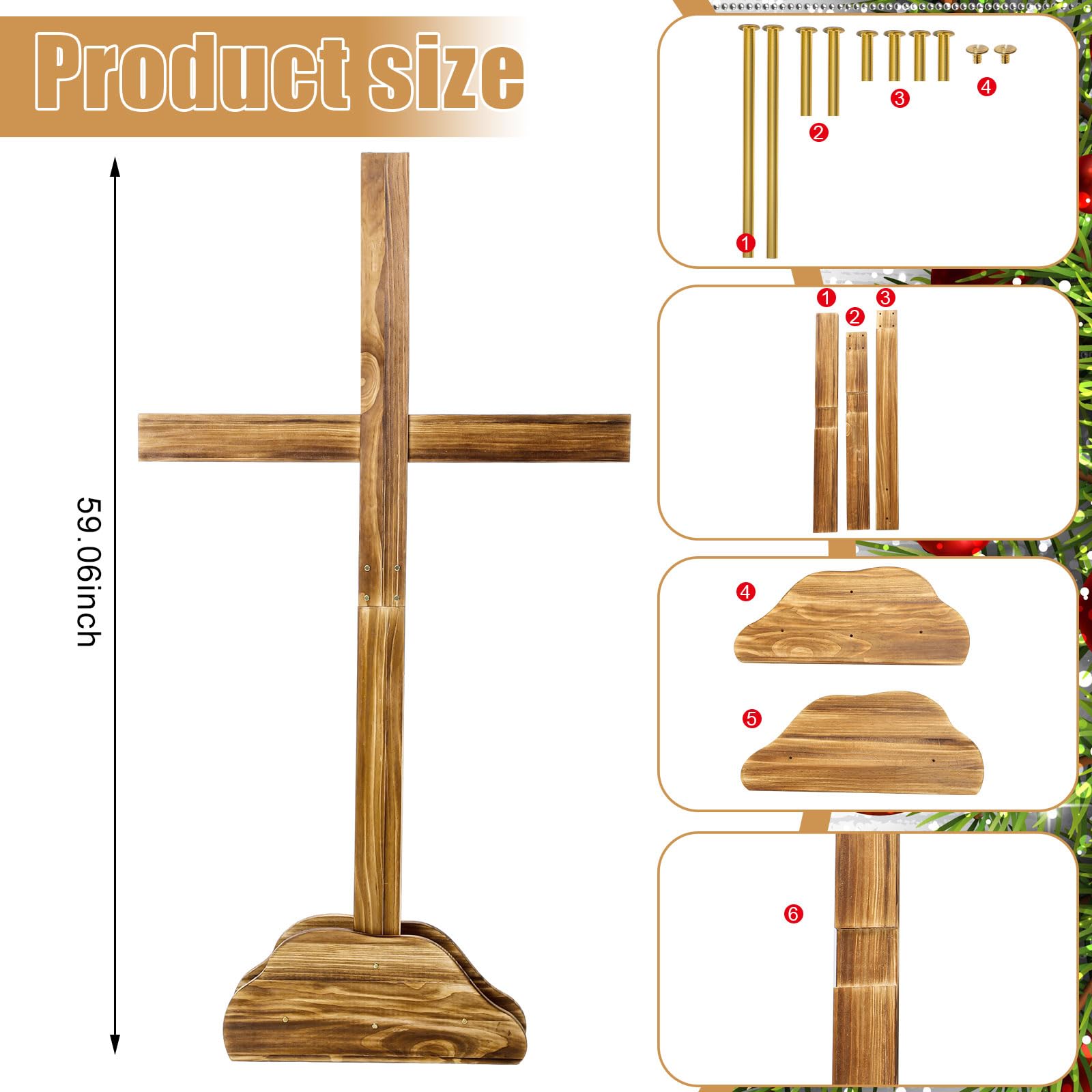 Lineshading wooden cross with burnt texture for rustic charm