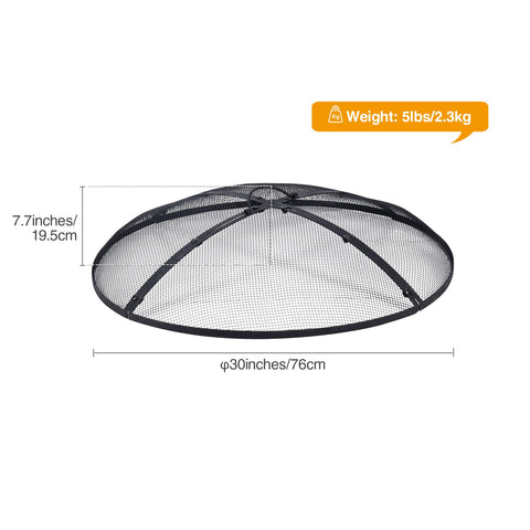Lineslife fire pit screen with handle and poker for easy placement