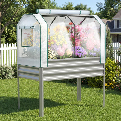 Lineware galvanized raised garden bed with self watering system for effortless irrigation