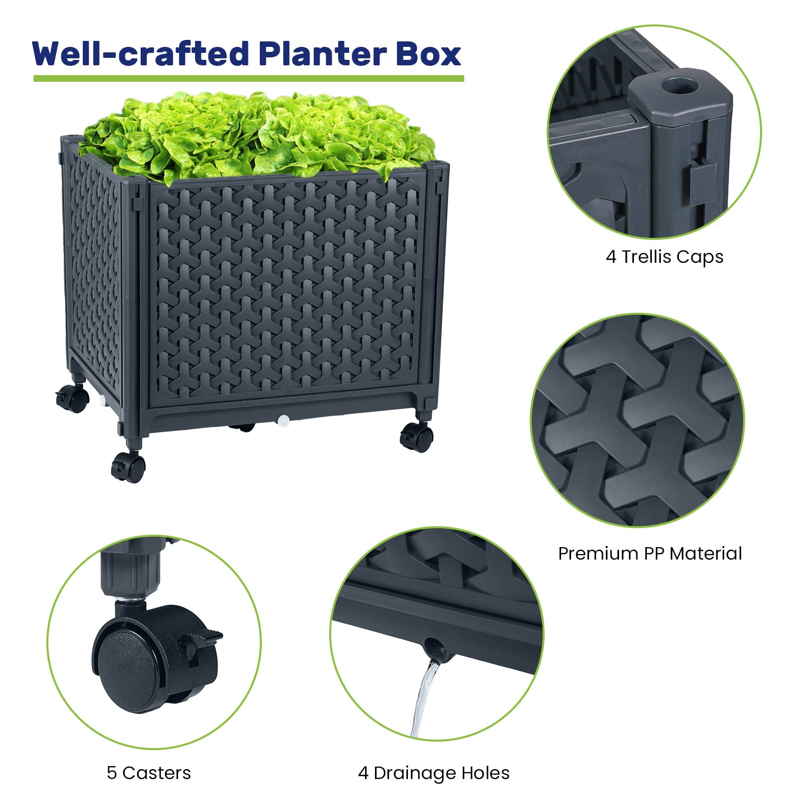 LINEX planter on wheels allows quick relocation for sun or shade.