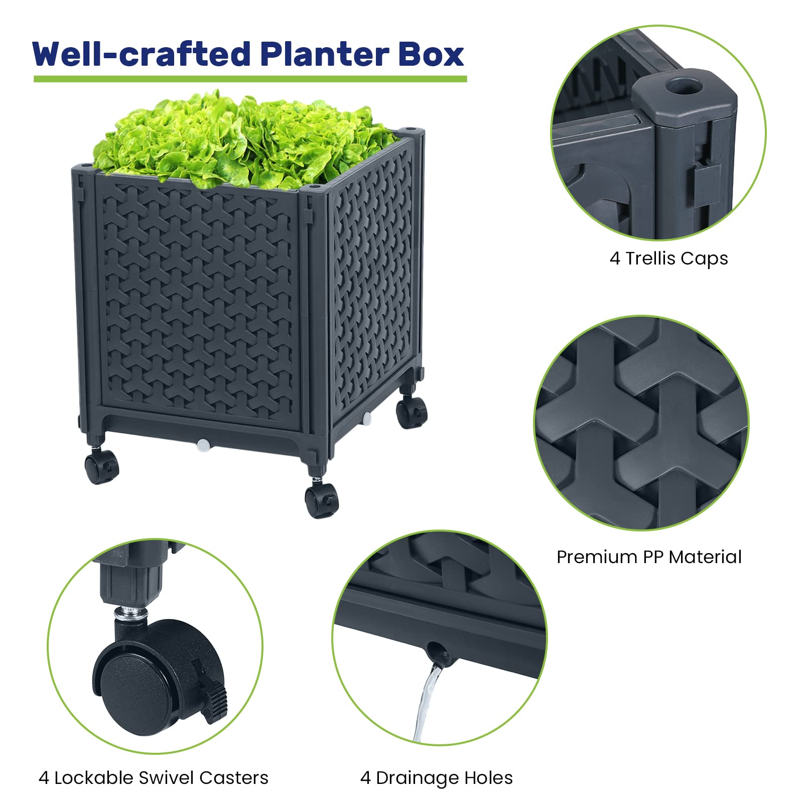 LINEX premium PP planter with alloy steel trellis resists weathering and fading