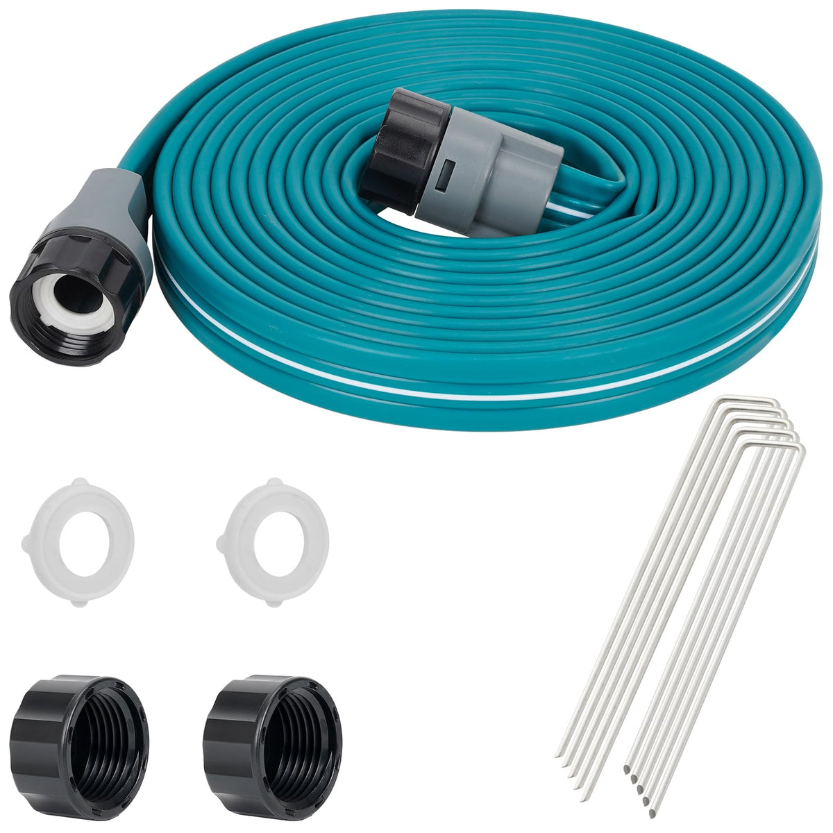 LINEX sprinkler-soaker-hose in action delivering even lawn irrigation.