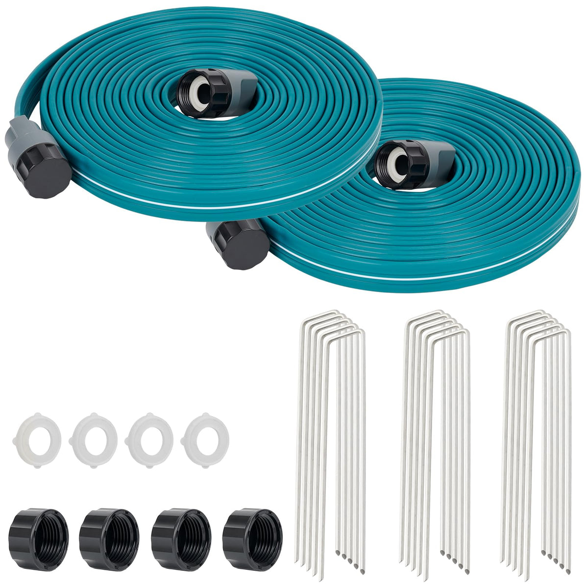 LINEX Sprinkler-Soaker Hose 25ft 2-pack waters lawns efficiently and adapts to spaces.