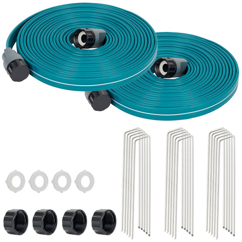 LINEX Sprinkler-Soaker Hose 25ft 2-pack waters lawns efficiently and adapts to spaces.