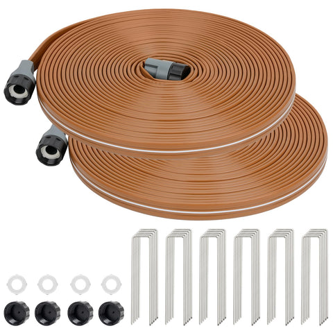 LINEX sprinkler hose in use for even garden bed watering.