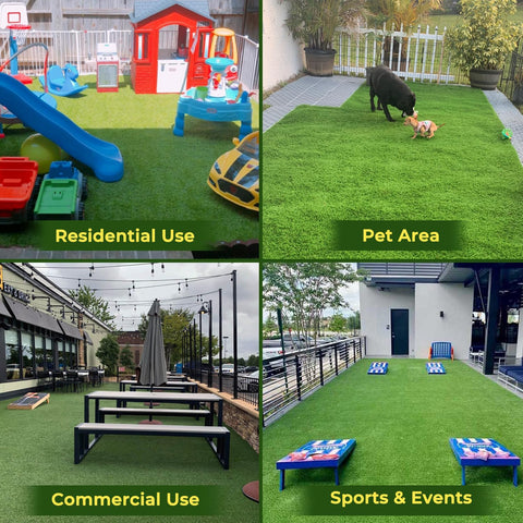 Commercial space using Linghou seam tape for clean turf joints.