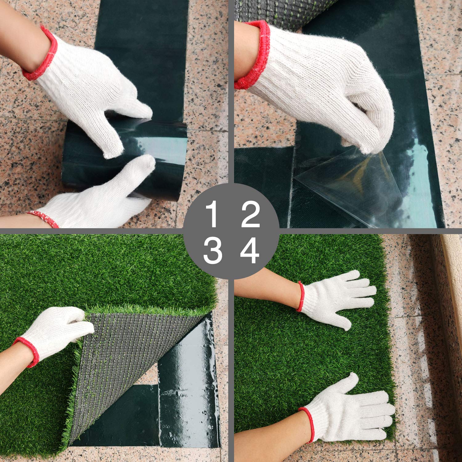 Linghou double-sided tape blends visually with synthetic turf for a natural look.