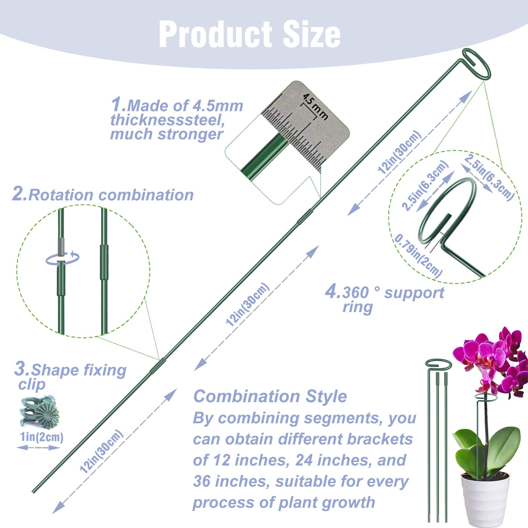 Linghui 4-5mm plant stake extends to 24 inches for taller growth.
