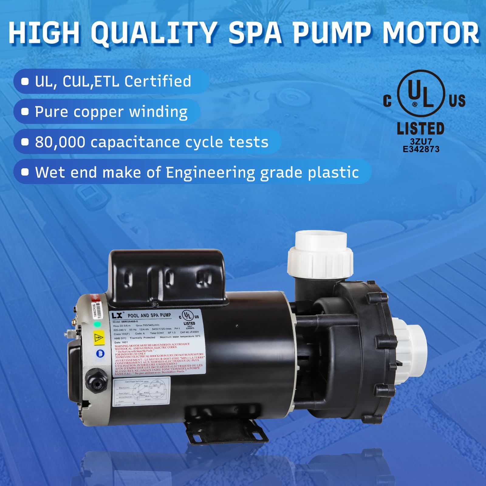 LINGXIAO 56WUA400-II copper-winding motor close-up for durability.