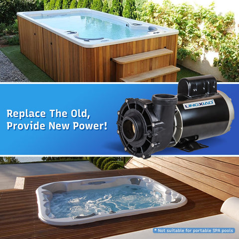 LINGXIAO spa pump in-use image highlighting smooth, low-noise performance.