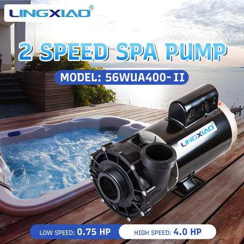 LINGXIAO spa pump side view showing compact design for easy installation.