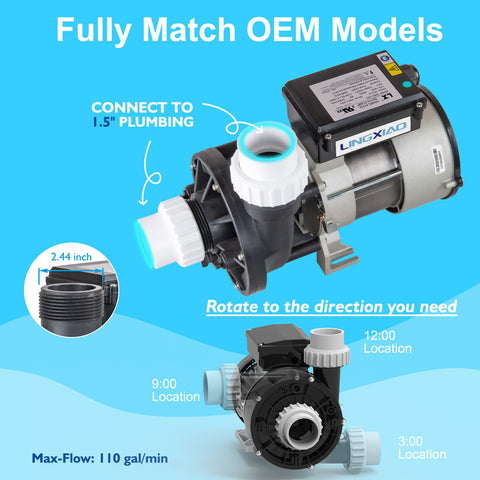 LINGXIAO WBC150 1.5 inch port connection for easy plumbing.