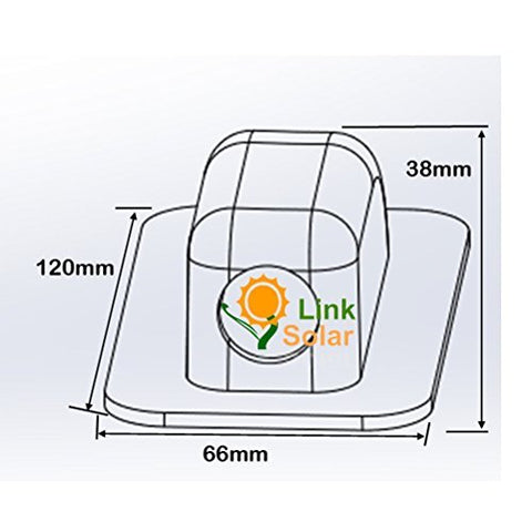 Link Solar ABS gland installation shown with glue and drill-free mounting on a panel