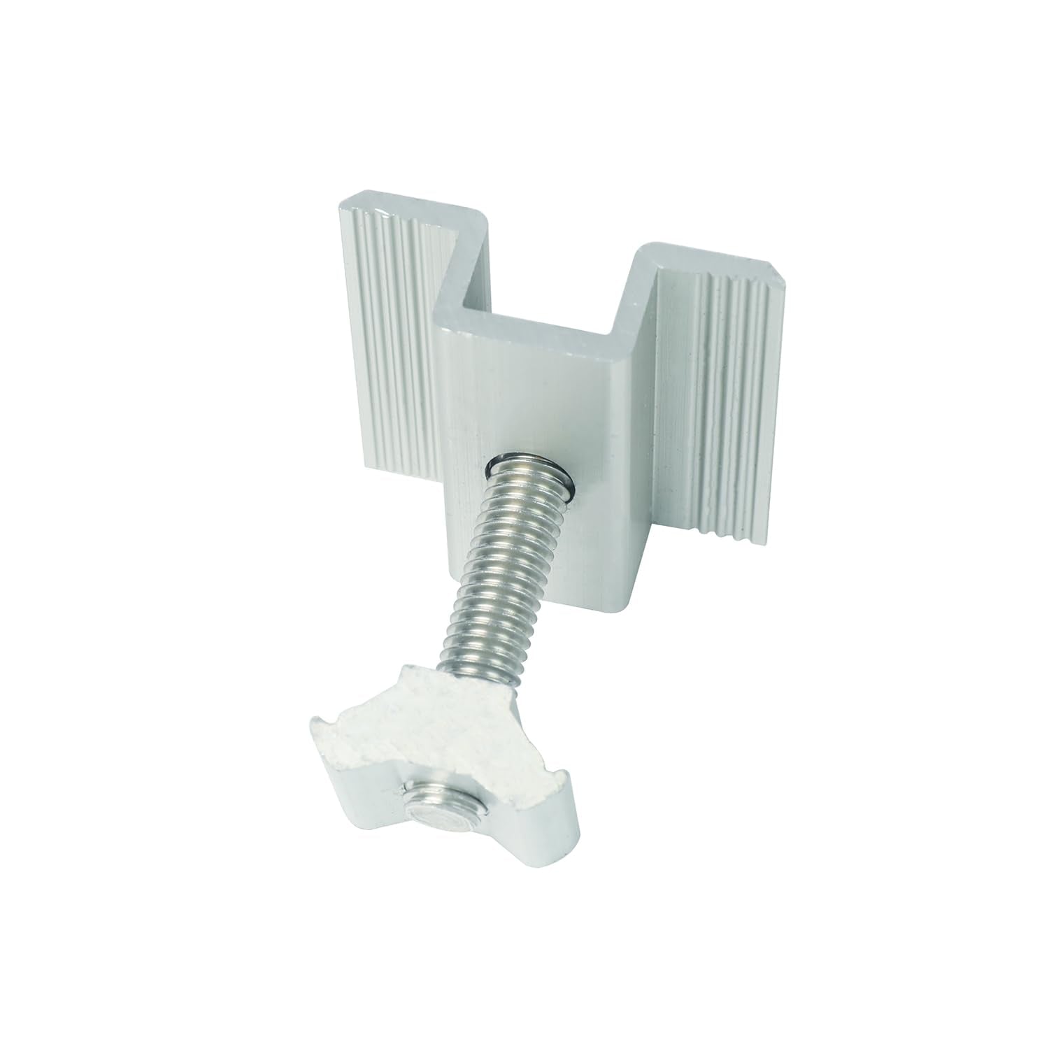 Link Solar anti-lift clamps securing panels against wind.