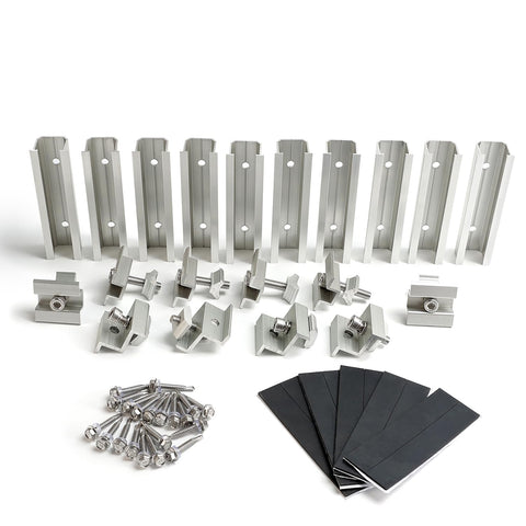 Link Solar mid clamps securing framed PV modules for sturdy rooftop mounting