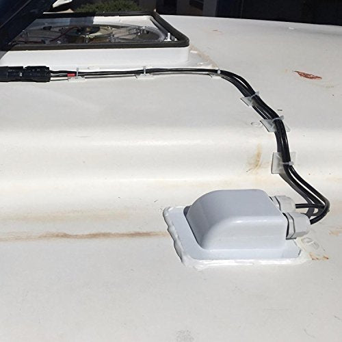 Link Solar gland fixed with sealant for robust vehicle or boat mounting.