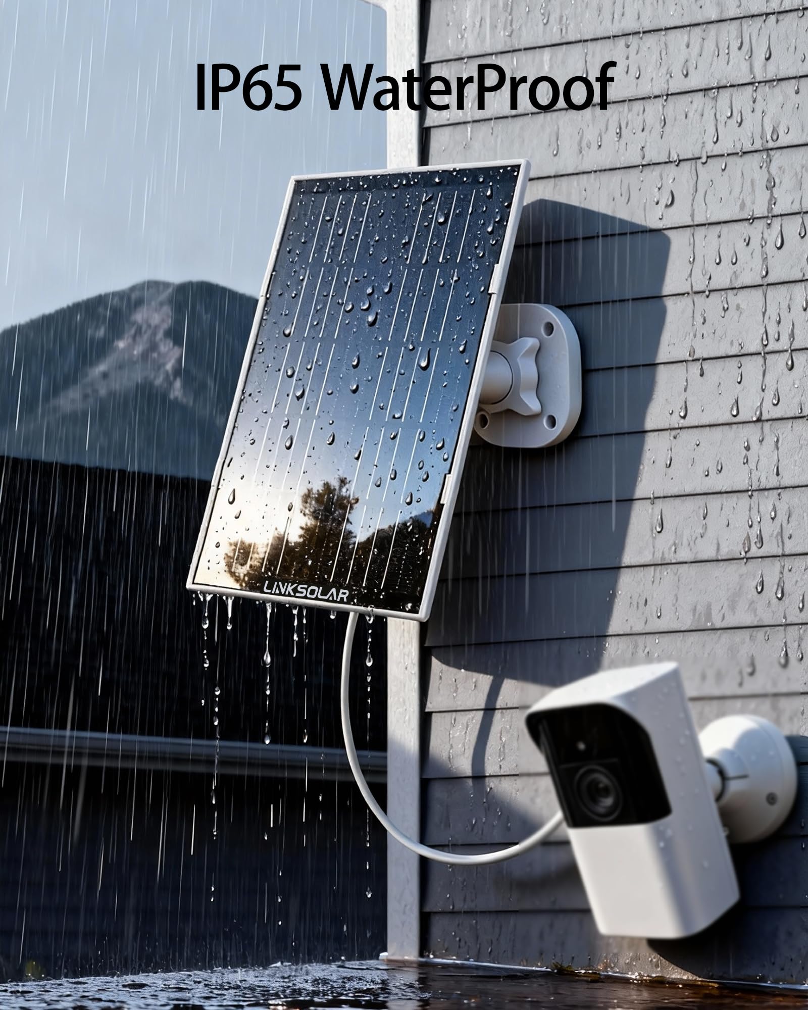 LinkSolar 360-degree adjustable bracket enabling flexible outdoor mounting.
