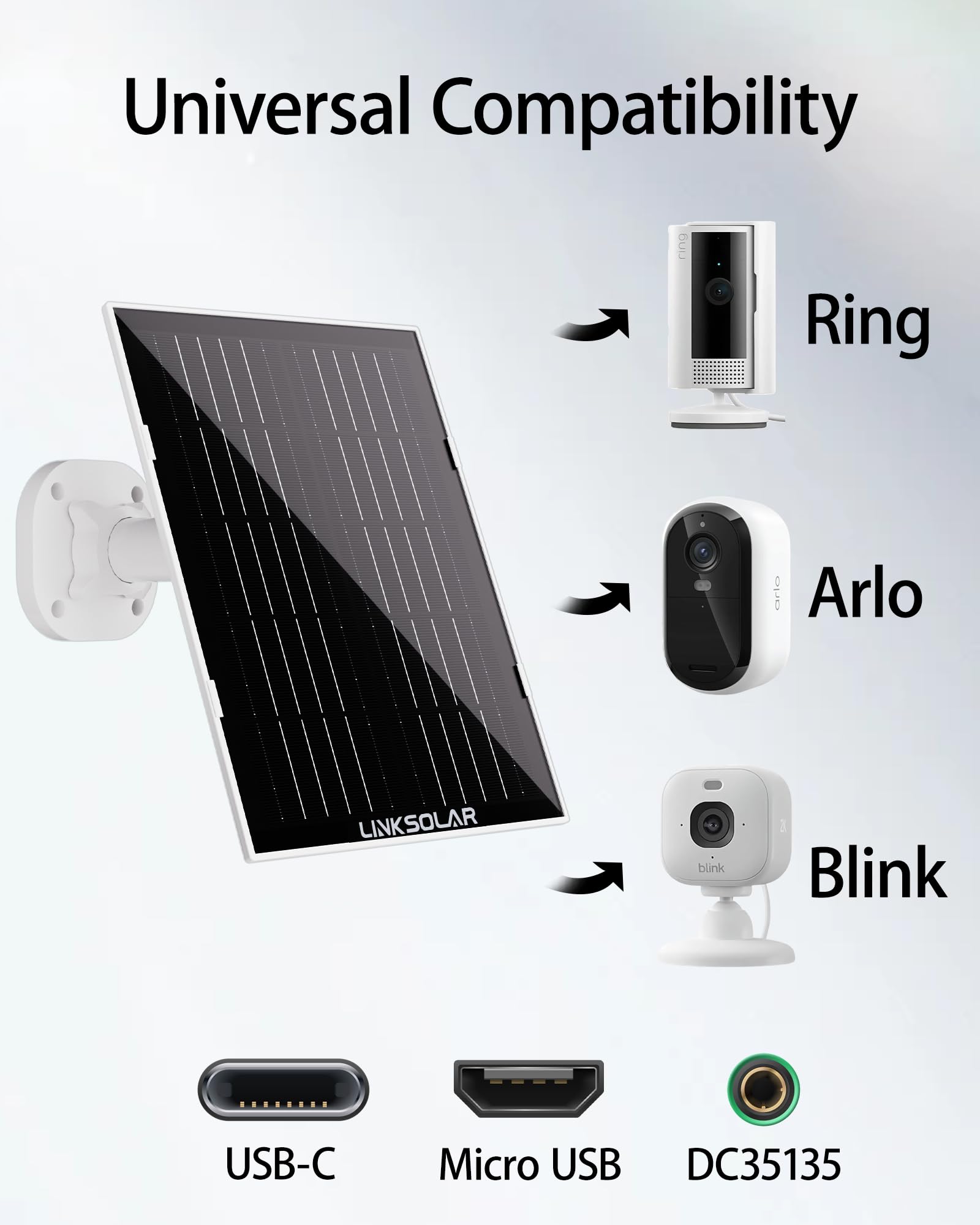 LinkSolar 9.8 ft cable enables flexible mounting heights.