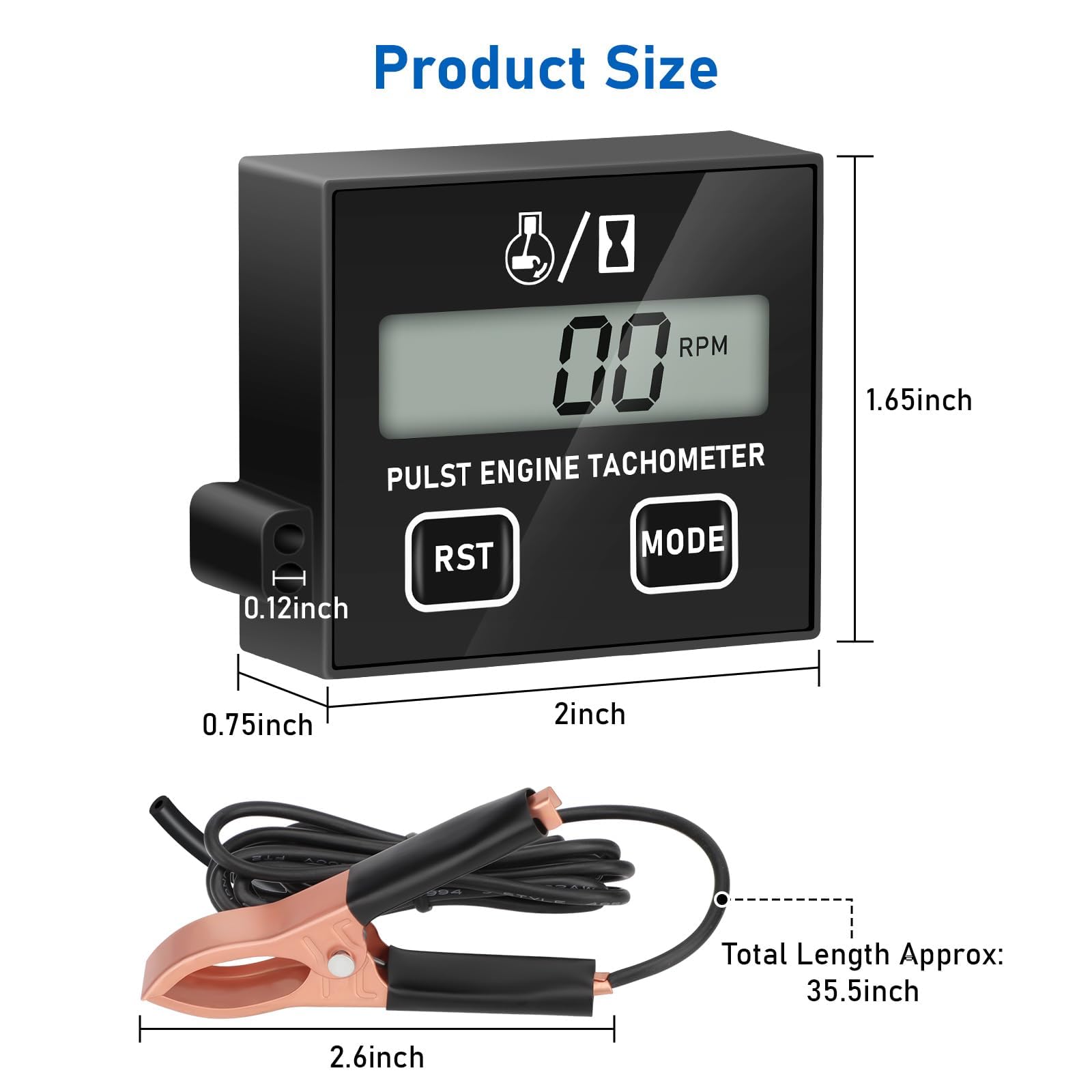 Linkstyle digital tachometer display with clear RPM readouts