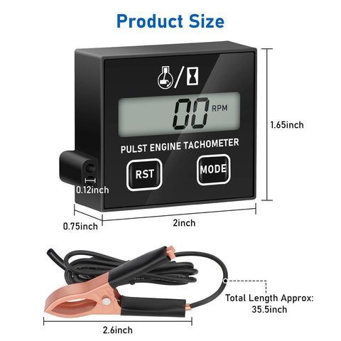 Linkstyle digital tachometer display with clear RPM readouts