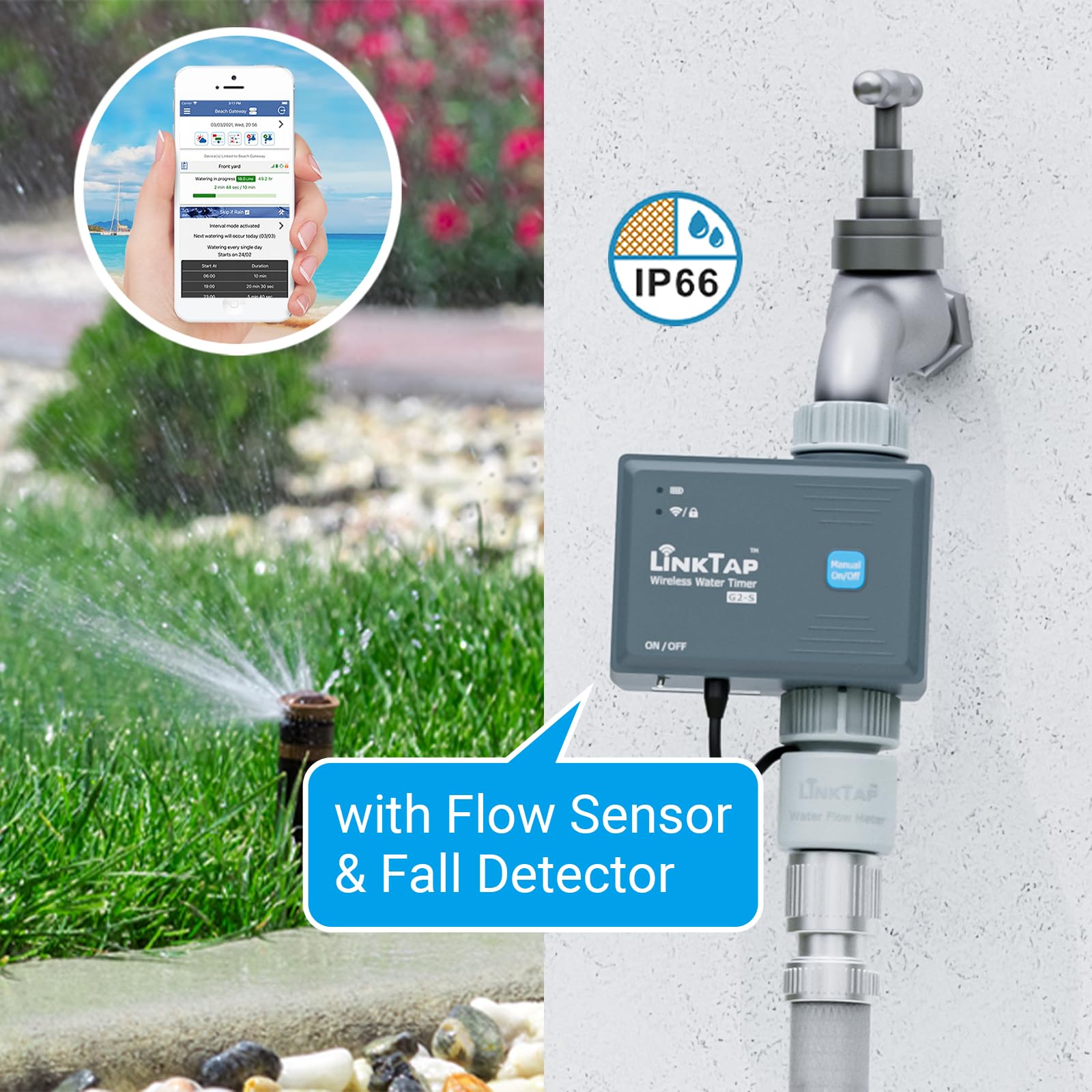 LinkTap G2S gateway connected to router delivering stable internet for irrigation.