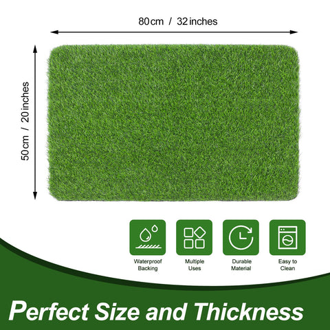 LINLA artificial grass door mat close-up of dense blades for dirt trapping.