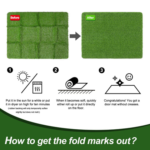 LINLA artificial grass door mat non-slip bottom enhances safety on wet floors.