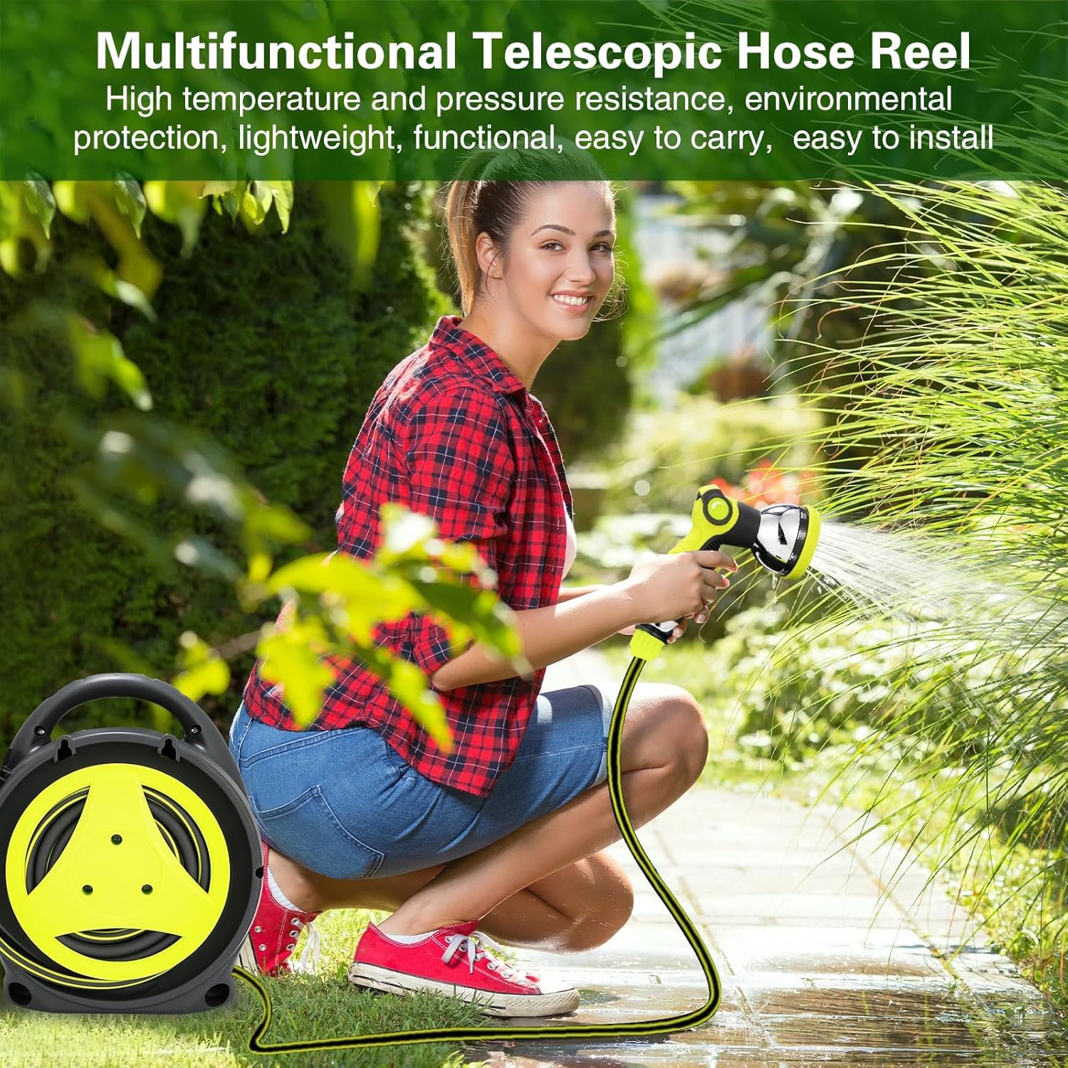 LINLiDA hose nozzle with 10 patterns for versatile watering and cleaning tasks.