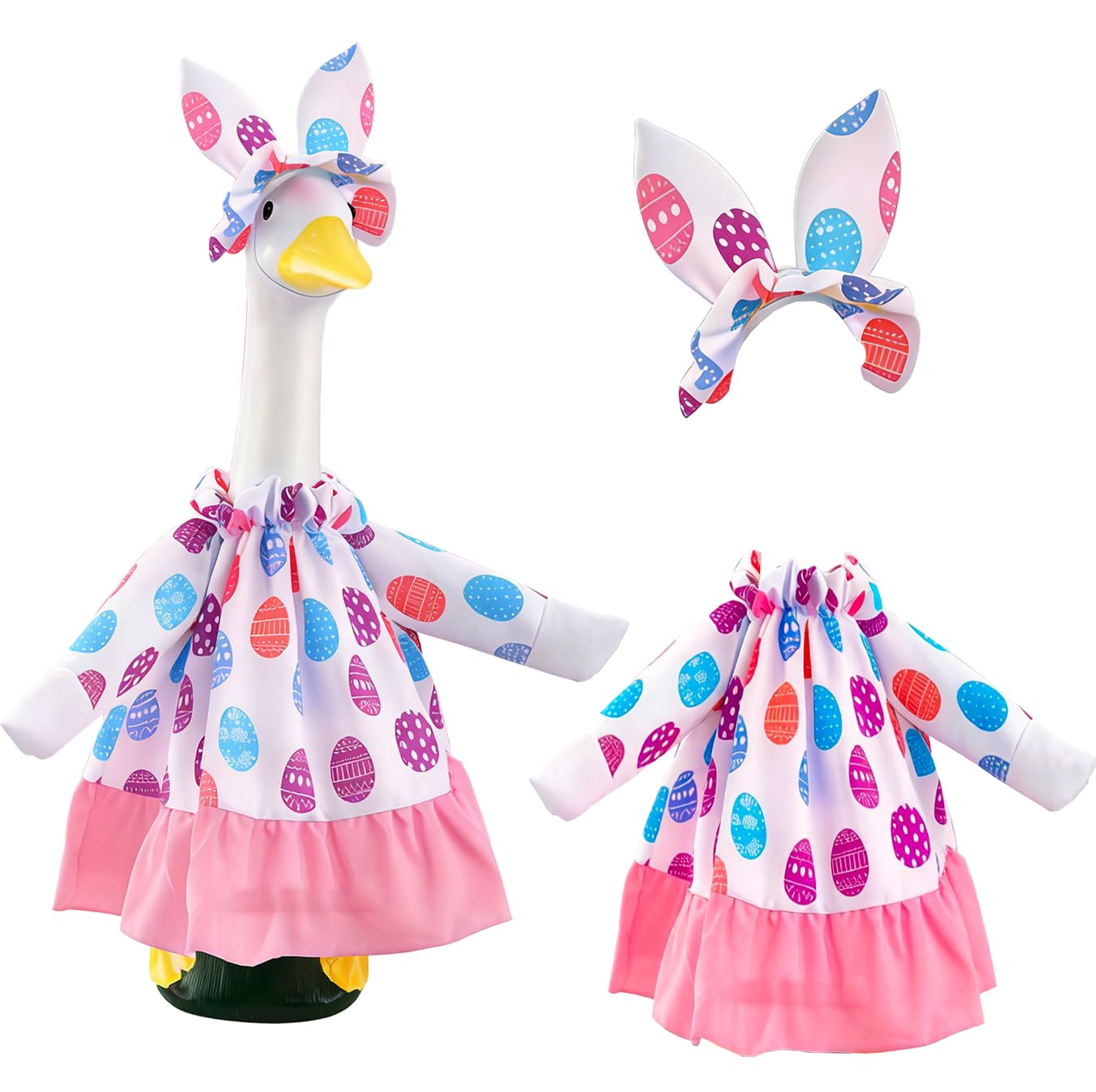 LINLINGTOYS Easter porch goose outfit on a 23-inch statue adds festive curb appeal.
