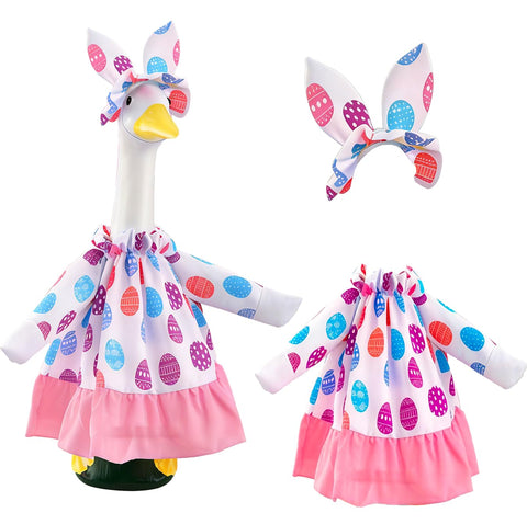 LINLINGTOYS Easter porch goose outfit on a 23-inch statue adds festive curb appeal.