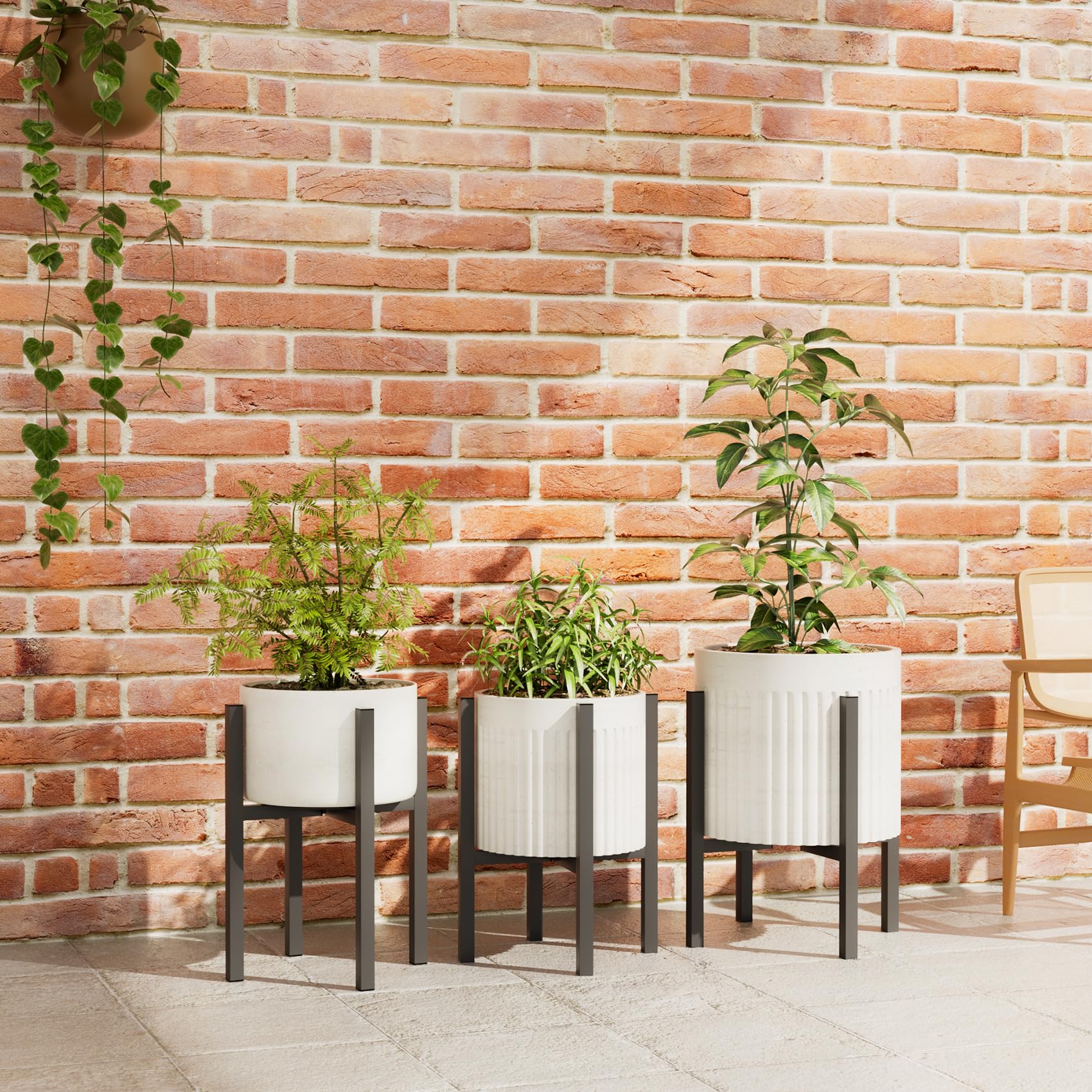 Linpla mid-century style plant stand offers a stable, stylish presentation