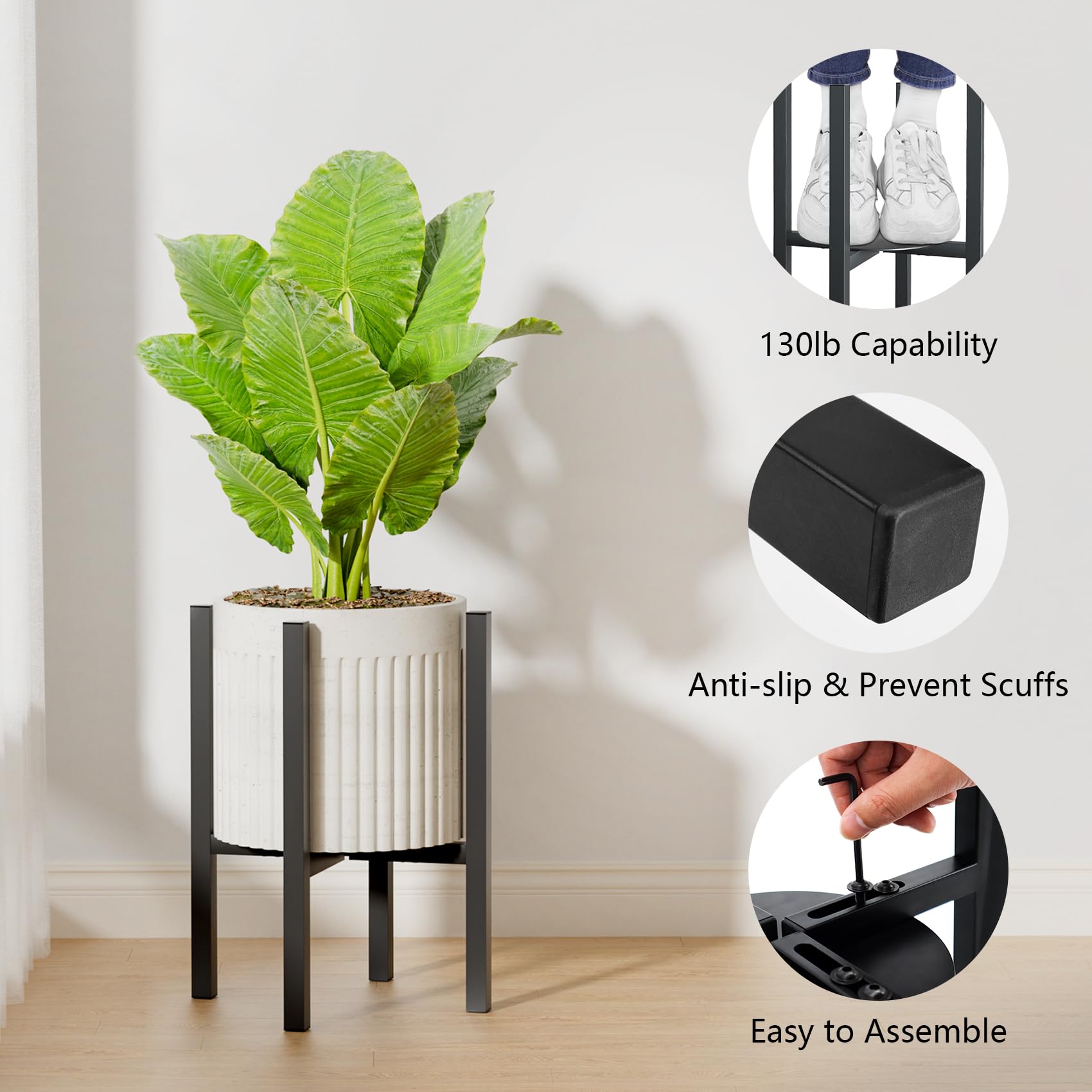 Linpla sturdy steel plant stand highlights durability and weather resistance