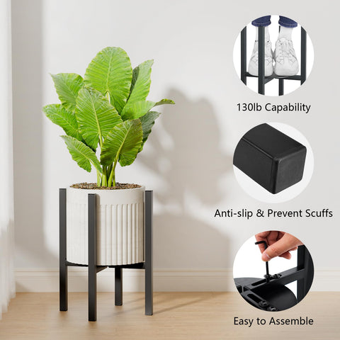 Linpla sturdy steel plant stand highlights durability and weather resistance