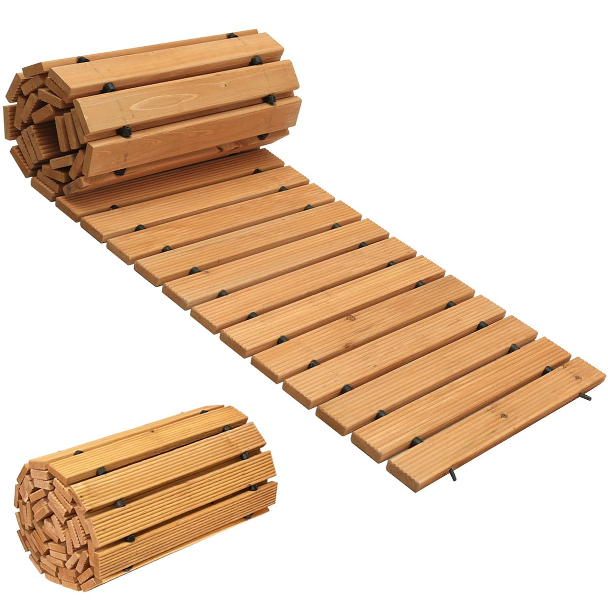 LINSHRY 12ft wooden pathway roll-out for flexible outdoor decor and mud-free feet