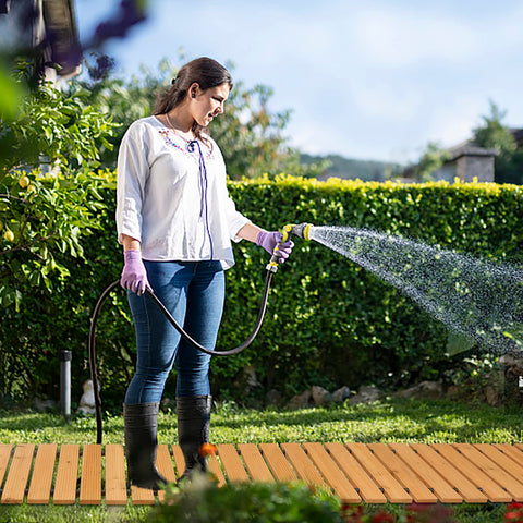 LINSHRY weather-resistant cedar pathway endures seasons with minimal care