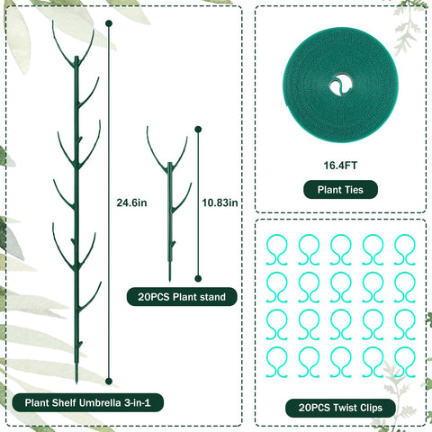 Linyona plant stake kit with clips and ties for secure training