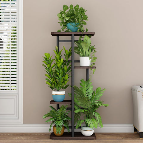 Linzinar plant stand 4-tier front view highlights durable, balanced display