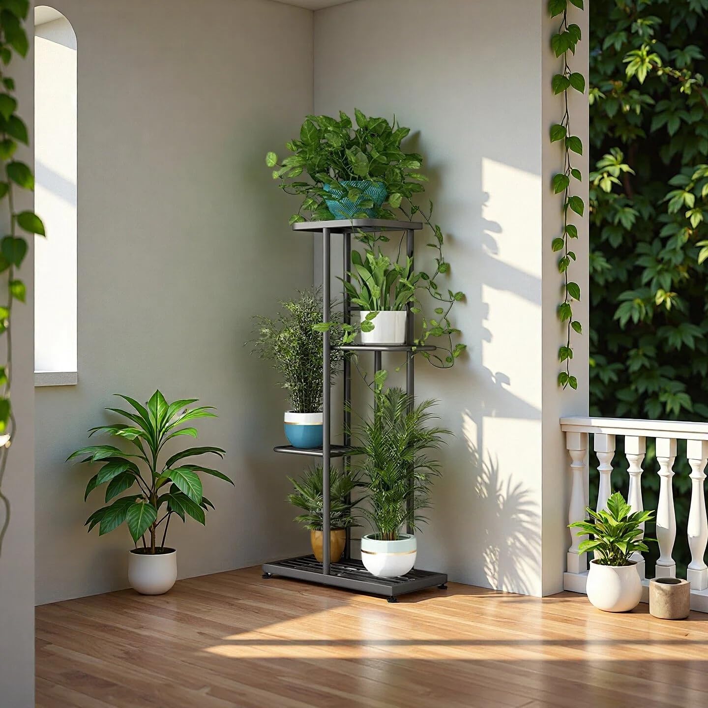 LINZINAR plant stand with widened base enhances stability and balance